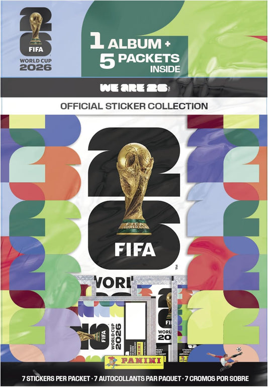 2026 Panini FIFA World Cup Sticker Starter Bundle – Official Album + 5 Sticker Packs